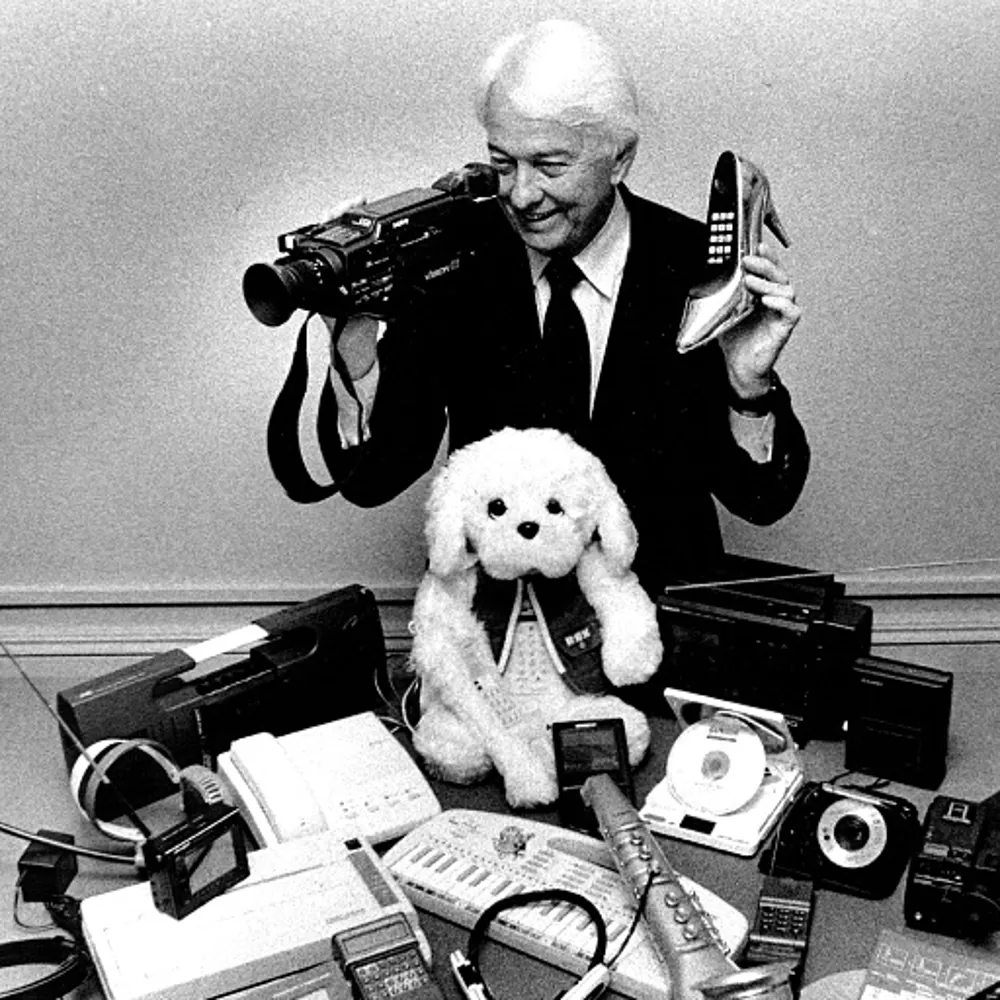 CES founder Jack Wayman surrounded by technology in 1988. Wayman joined EIA in 1962 as staff director and later became staff vice president of the Consumer Products Division. He went on to launch CES in 1967.