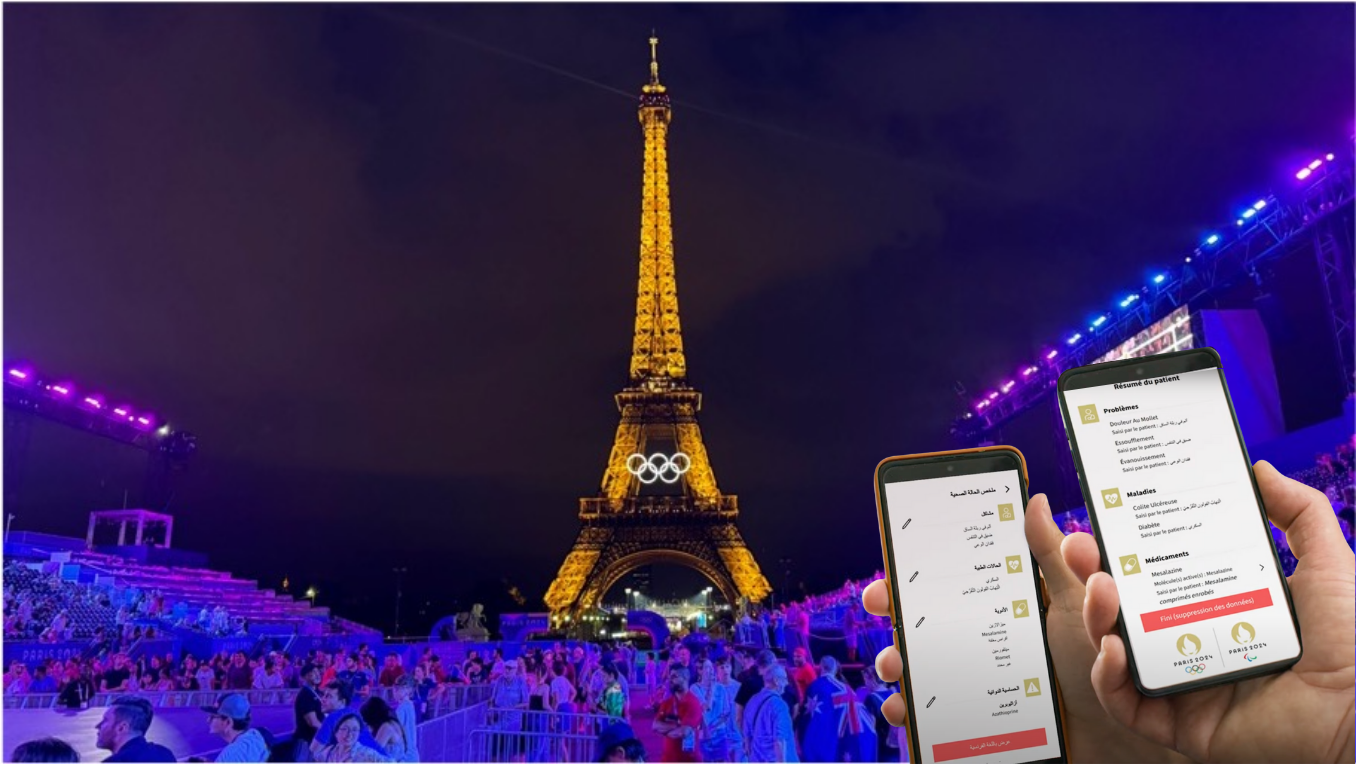 Alt Tex: Humetrix Global Health Communicator being demonstrated at the Paris 2024 Olympic Games. 